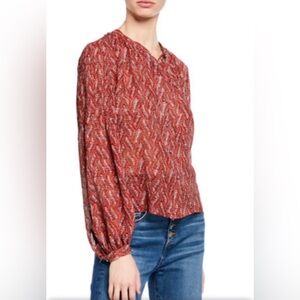 VERONICA BEARD Nicola‎ Silk Geo Print Long Sleeve Button-front Blouse silk 4 B8